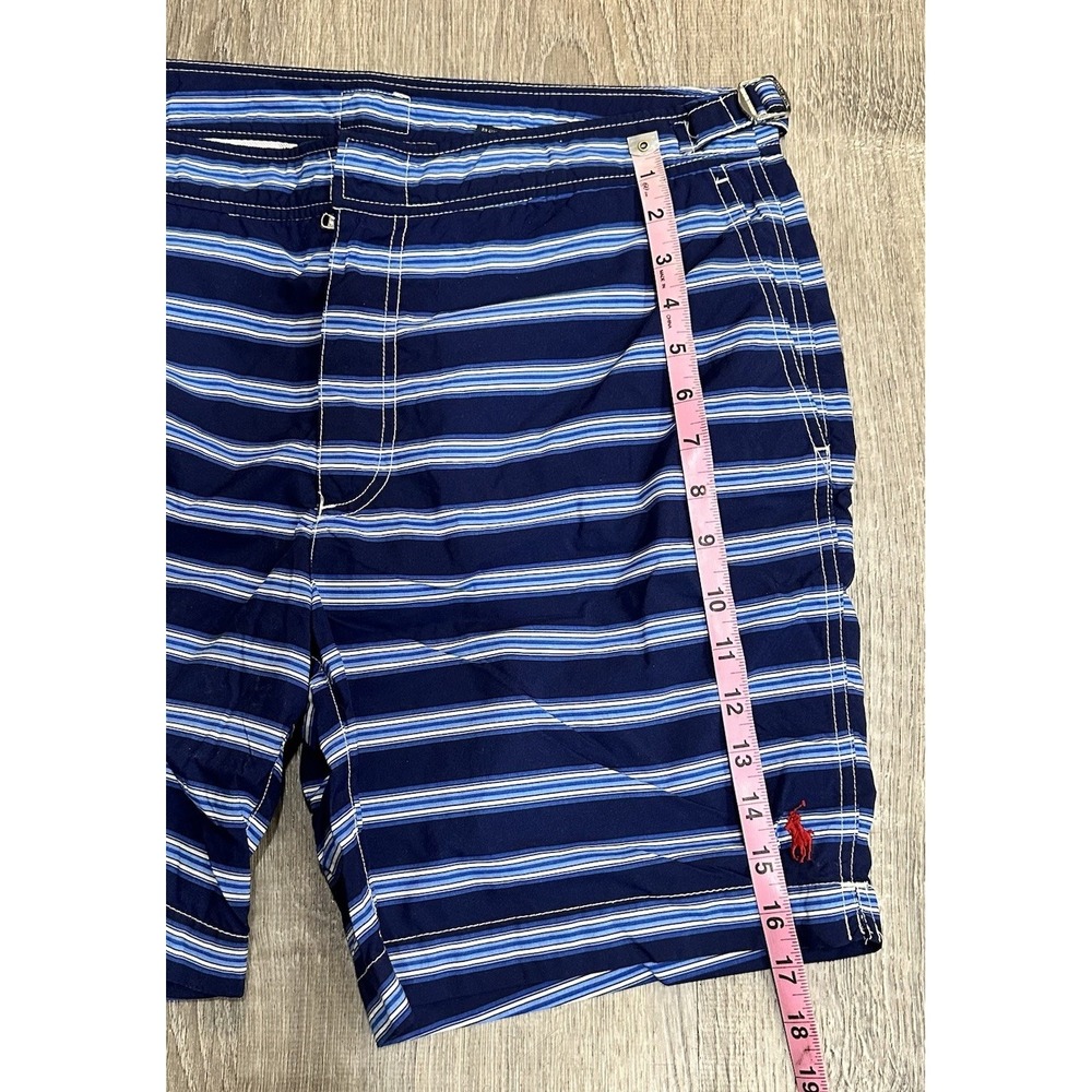 Polo Ralph Lauren Shorts Mens 34 Swim Trunks Blue White Striped Mesh Liner Short - Picture 12 of 14